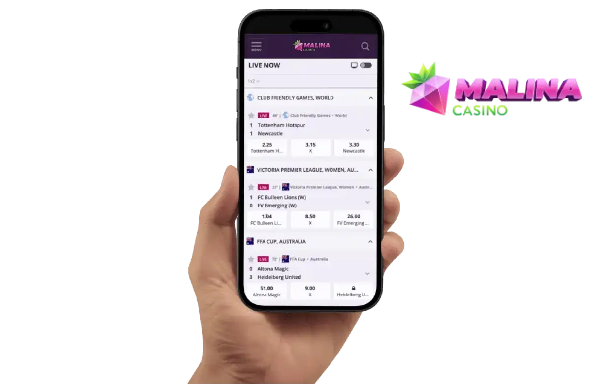 Capture d'écran de l'app Malina Casino